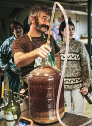 Sandor Katz at demonstration on brewing