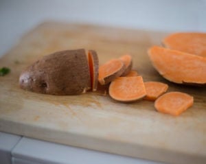 sliced sweet potato