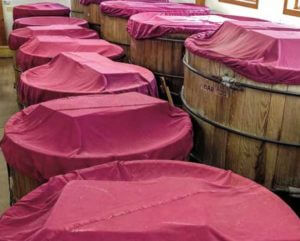 Miso fermenting in barrels